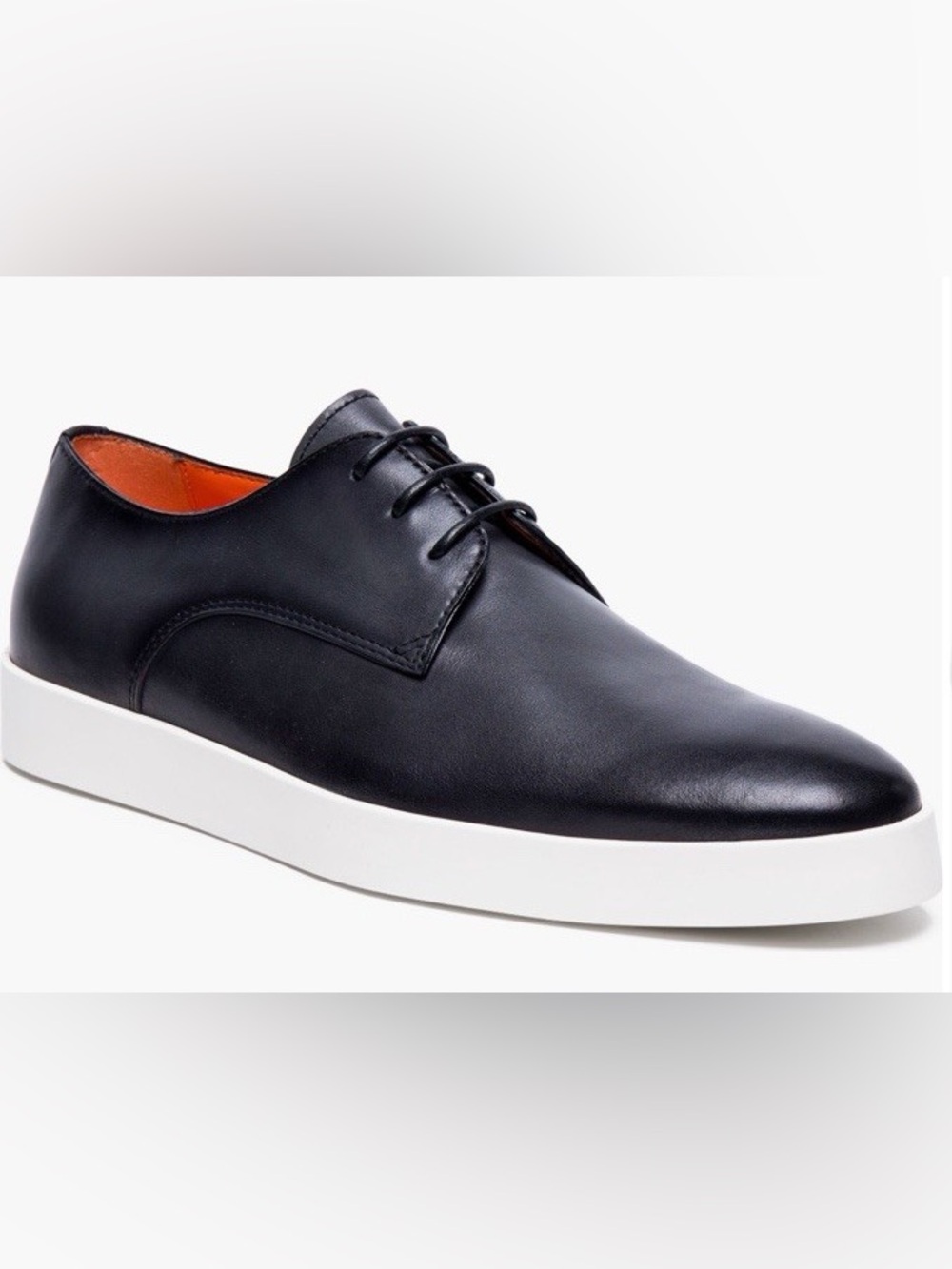Santoni Men’s Black Leather Lace-Up Sneaker Derby Size 10 EUC
